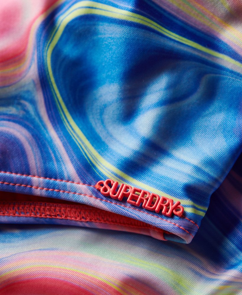 Womens - Printed Scoop Back Swimsuit in Multi Marble | Superdry UK