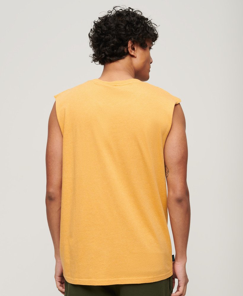 Mens yellow sleeveless on sale shirt