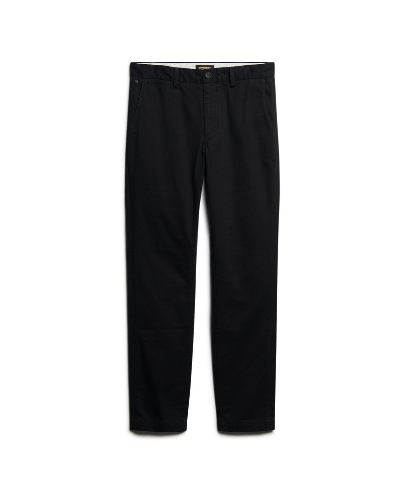 Mens - Slim Tapered Stretch Chino Trousers in Black | Superdry UK