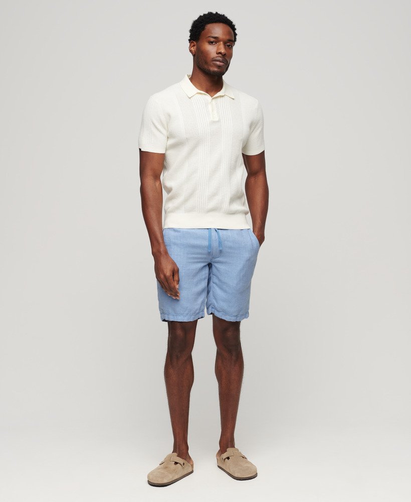 Men's - Drawstring Linen Shorts in Blue/optic | Superdry UK