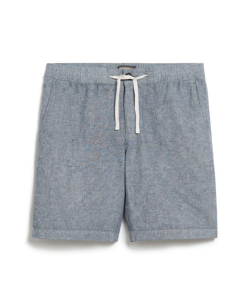 Men's Drawstring Linen Shorts in Navy Stripe Superdry UK
