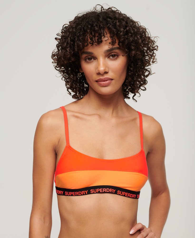 Women's - Elastic Bralette Bikini Top in Neon Sun Orange