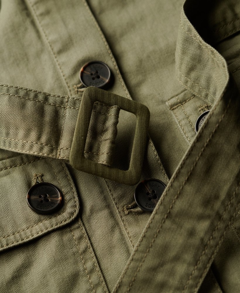 Womens - Cotton Belted Safari Jacket in Wild Khaki | Superdry UK