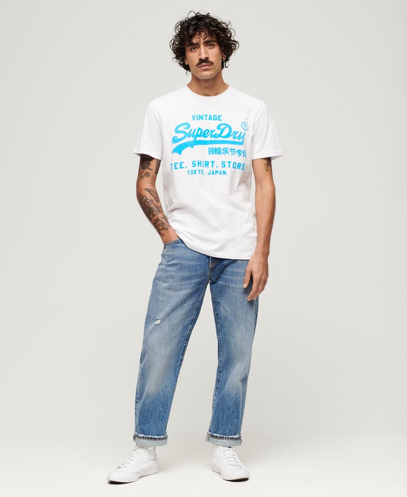 Mens - Neon Vintage Logo T-Shirt in Optic | Superdry UK