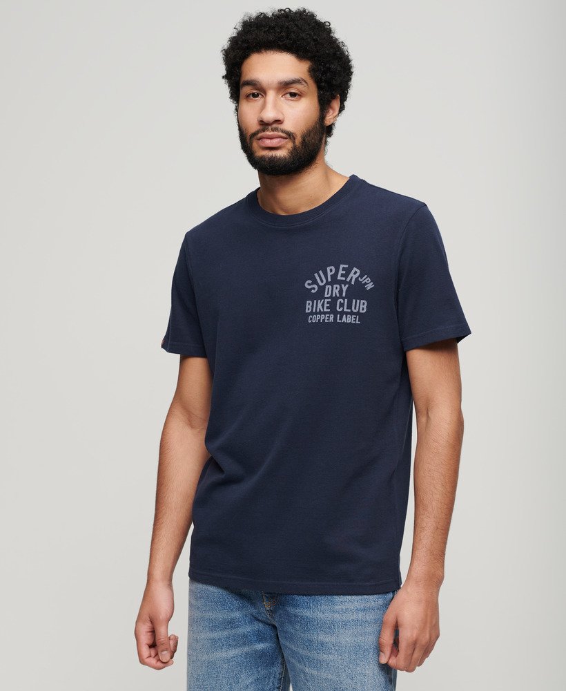 Mens - Copper Label Chest Graphic T-Shirt in Blue Navy Marl | Superdry UK