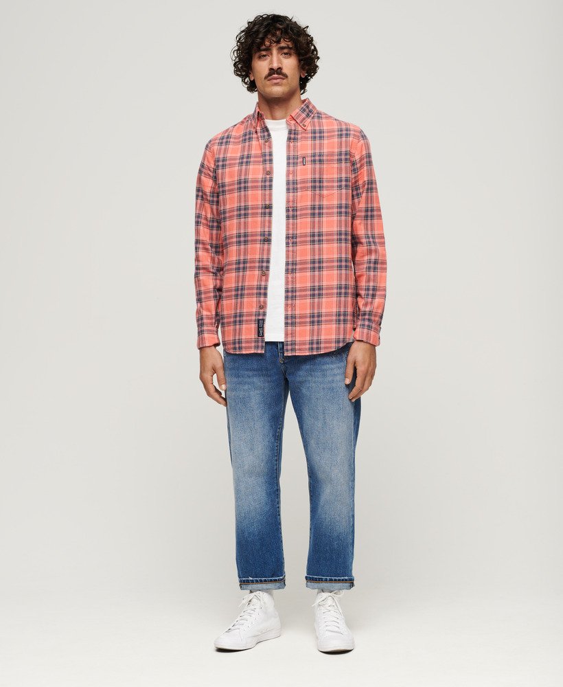Men's - Organic Cotton Vintage Check Shirt in Red Check | Superdry UK