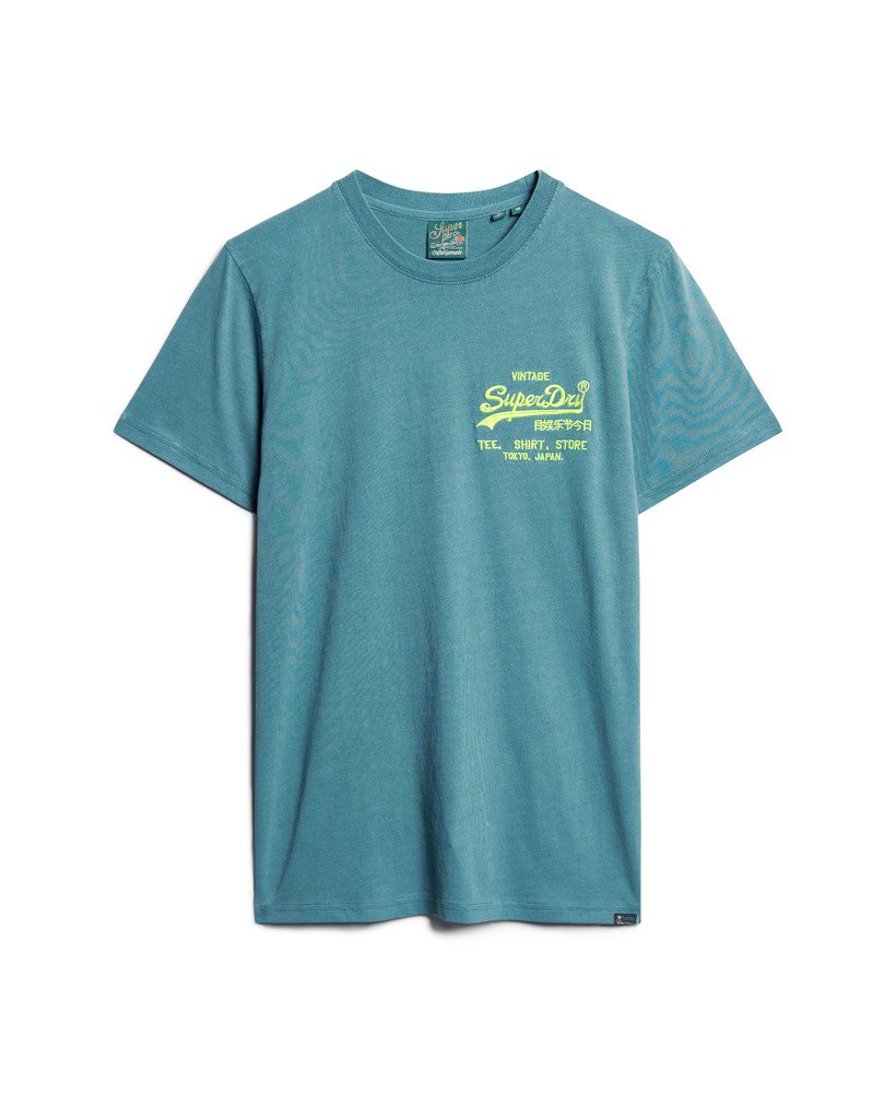 Mens - Neon Vintage Logo T-Shirt in Hydro Blue | Superdry UK