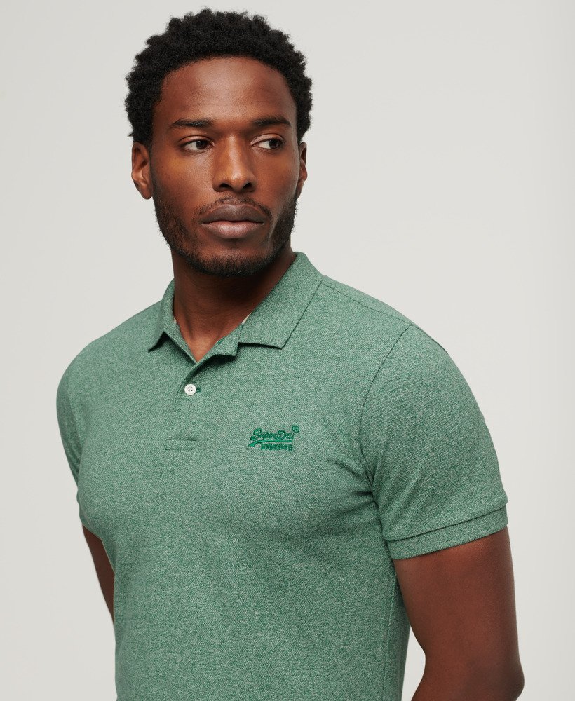 Mens - Classic Pique Polo Shirt in Bright Green Grit | Superdry UK