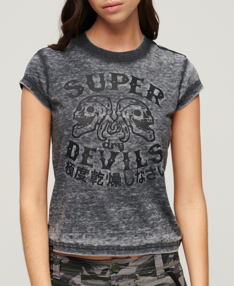 Womens - Retro Rocker Short Sleeve T Shirt in Jet Black | Superdry UK