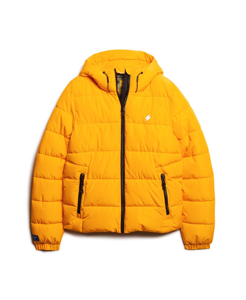 Men's - Hooded Sports Puffer Jacket in Saffron Yellow | Superdry UK