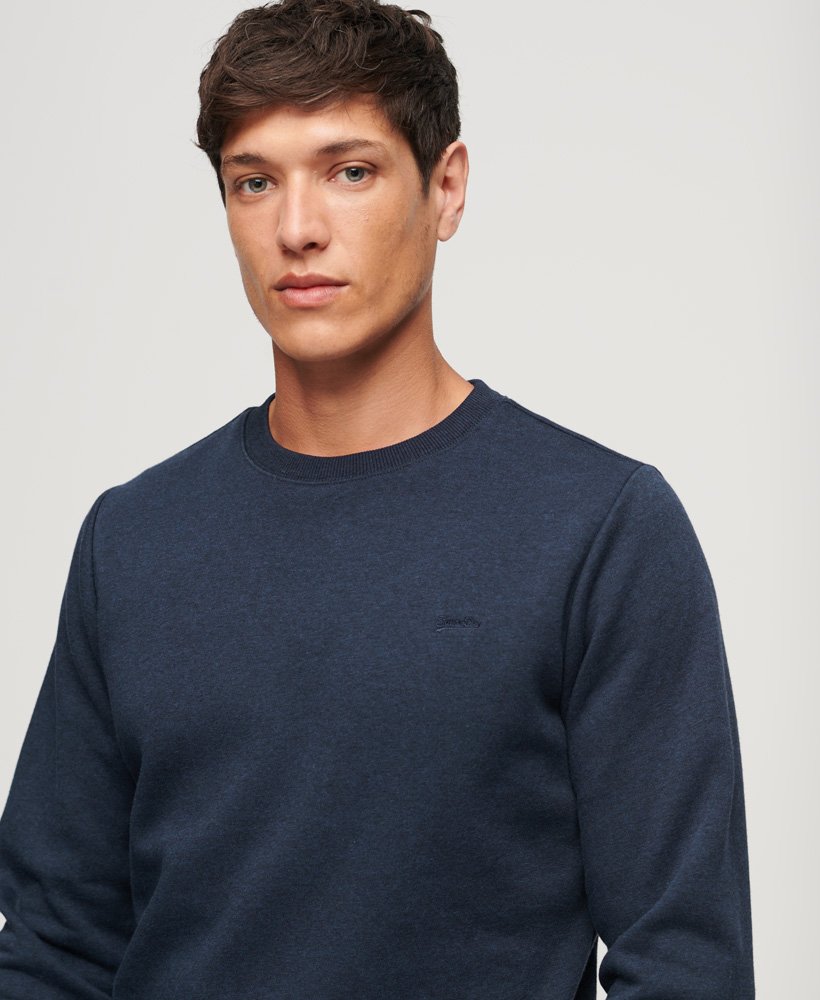 Mens - Essential Logo Crew Sweatshirt in Rich Navy Marl | Superdry UK