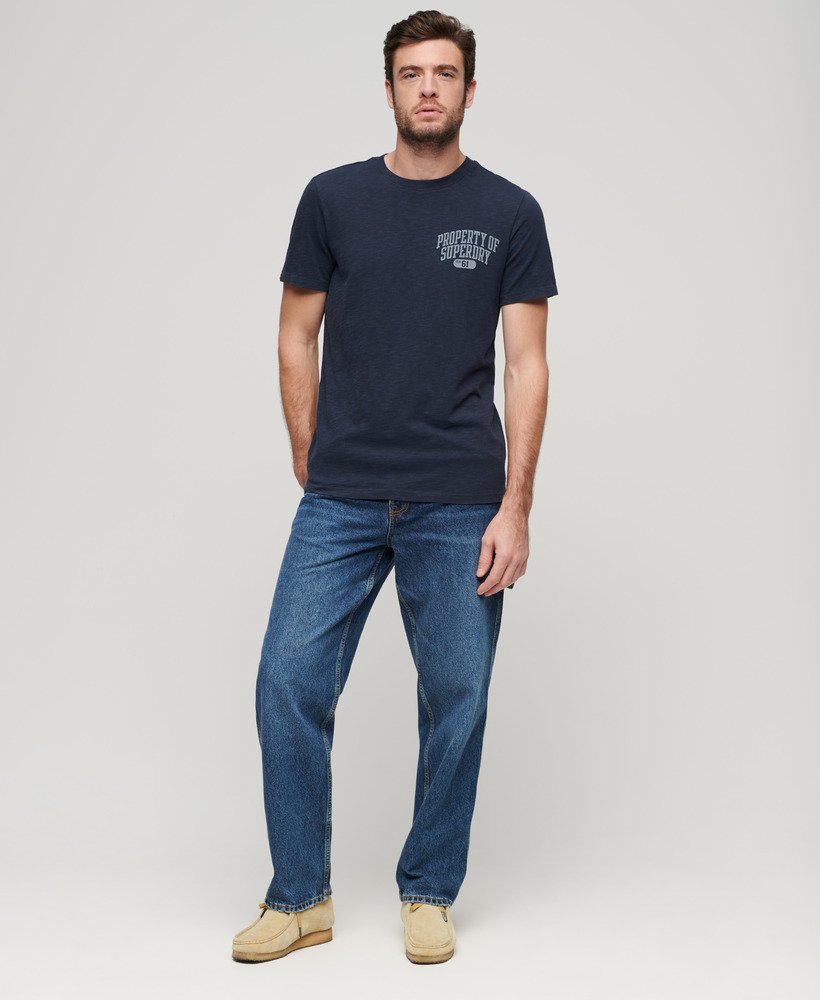Mens - Athletic College Graphic T-Shirt in Eclipse Navy Slub | Superdry UK