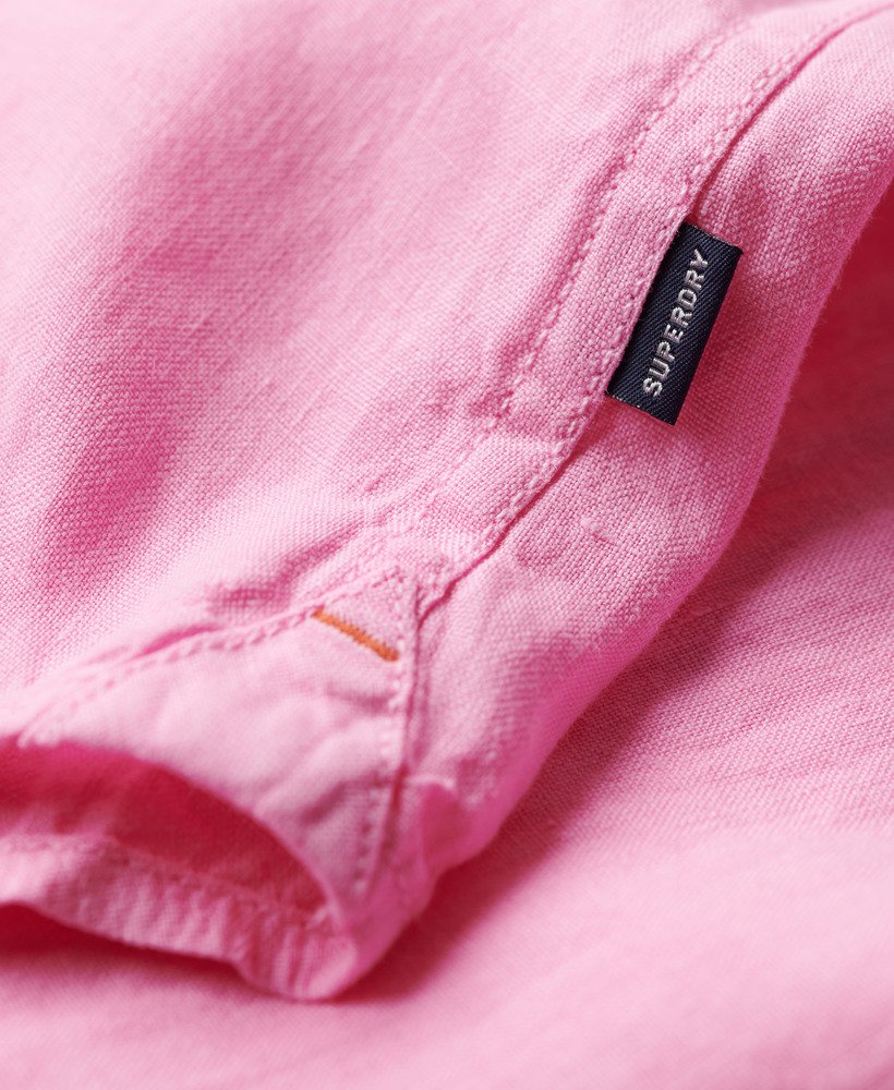 Men's - Casual Linen Long Sleeve Shirt in Fuchsia Pink | Superdry UK