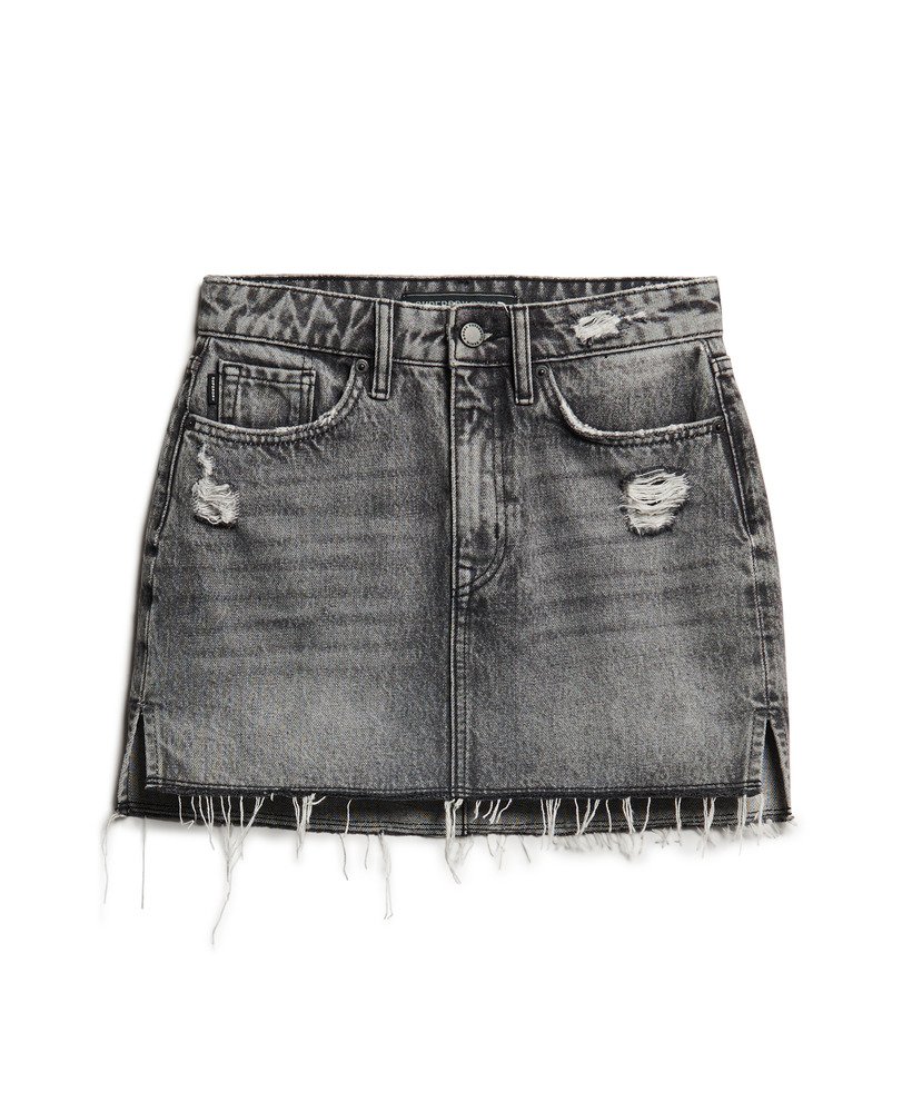 Mini denim 2024 ripped skirt black