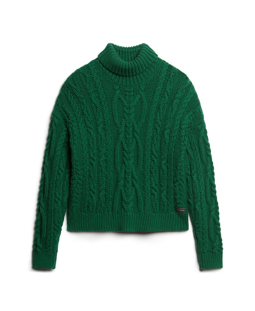 Women's Slouchy Stitch Knitted Jumper in Forest Pine Green