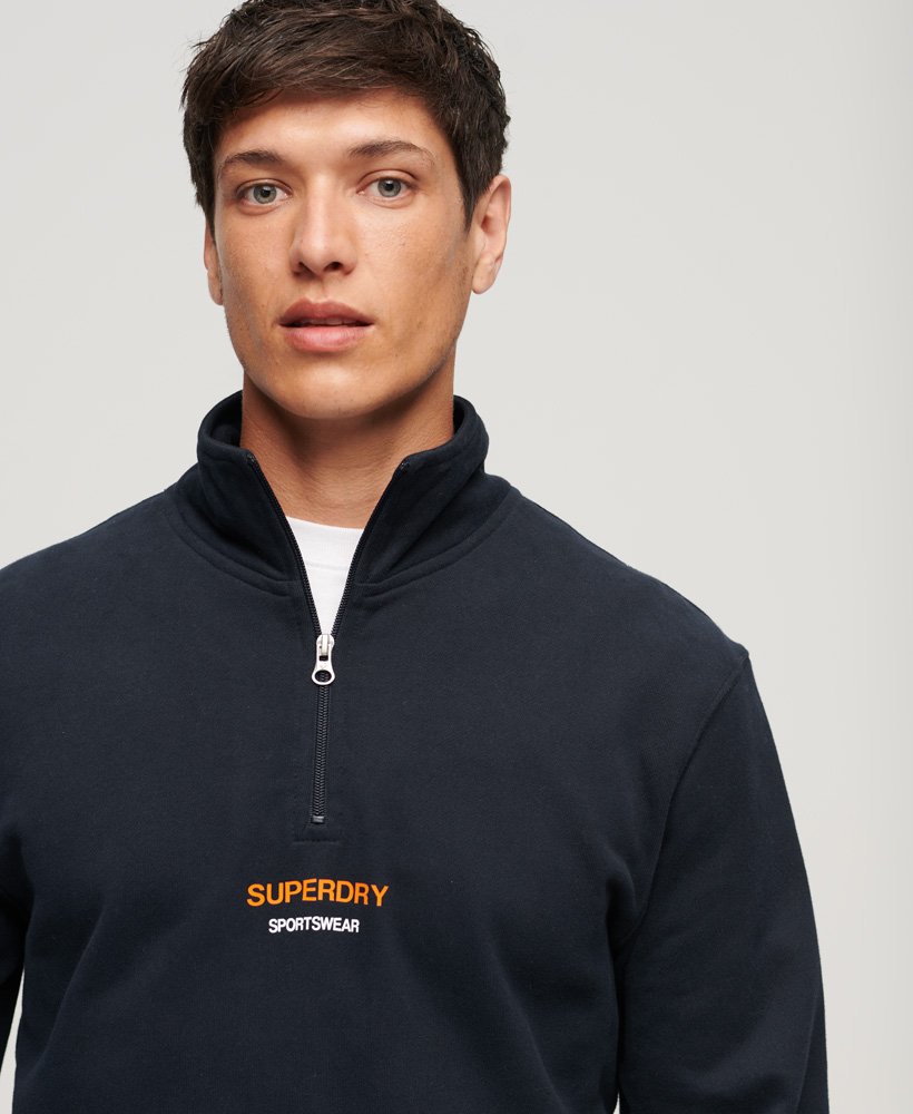 Men's - Sports Logo Relaxed Fit Half Zip Sweatshirt in Black