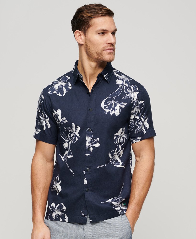 Short Sleeve Floral Shirt - Navy/Blue, Shirts