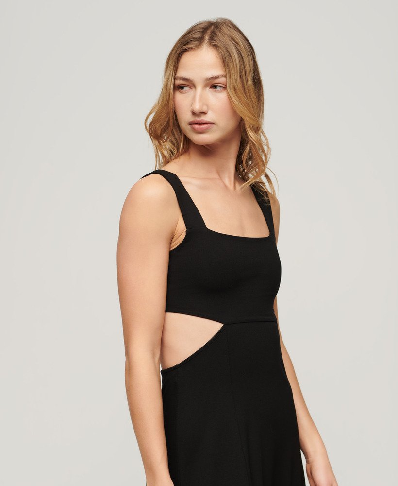 Black Jersey Cut Out Midi Dress