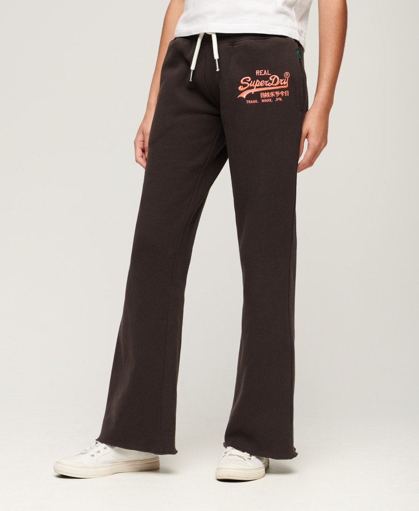 Women's Neon Vintage Logo Low Rise Flare Joggers in Bison Black
