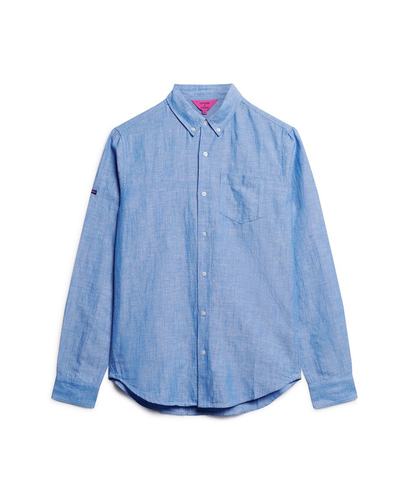 Men's - Organic Cotton Studios Linen Button Down Shirt in Blue Bonnet ...