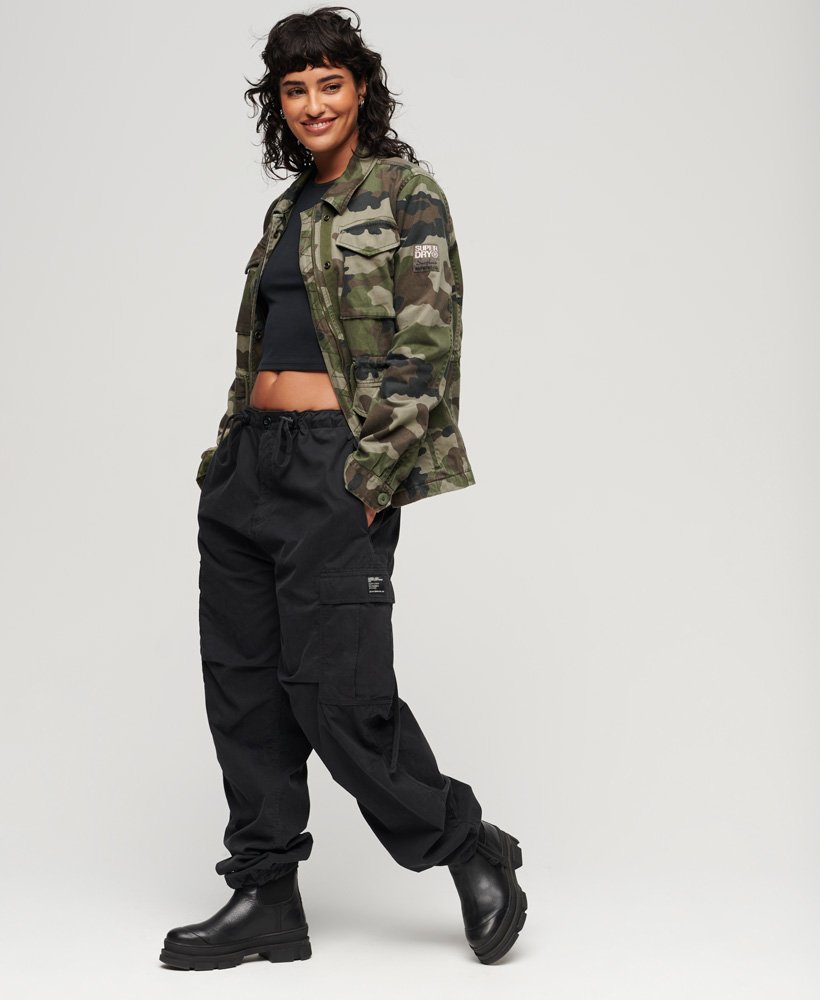 Womens - Embroidered M65 Military Jacket in French Camo Green | Superdry UK