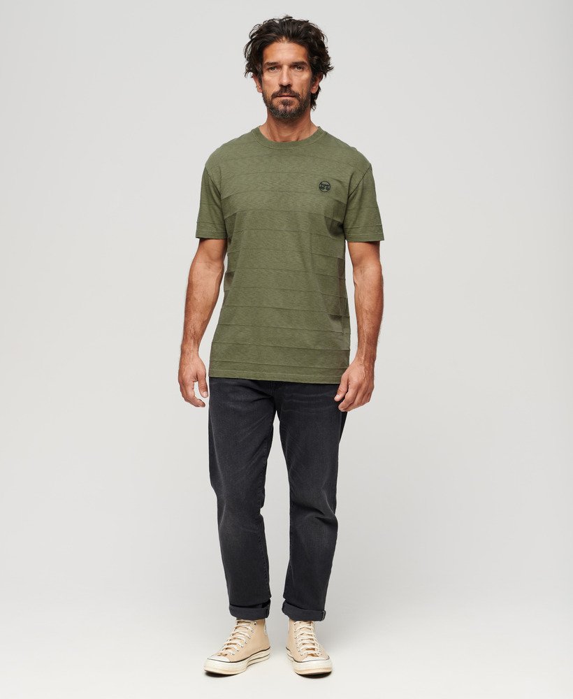 Mens - Organic Cotton Vintage Texture T-Shirt in Olive Khaki | Superdry UK
