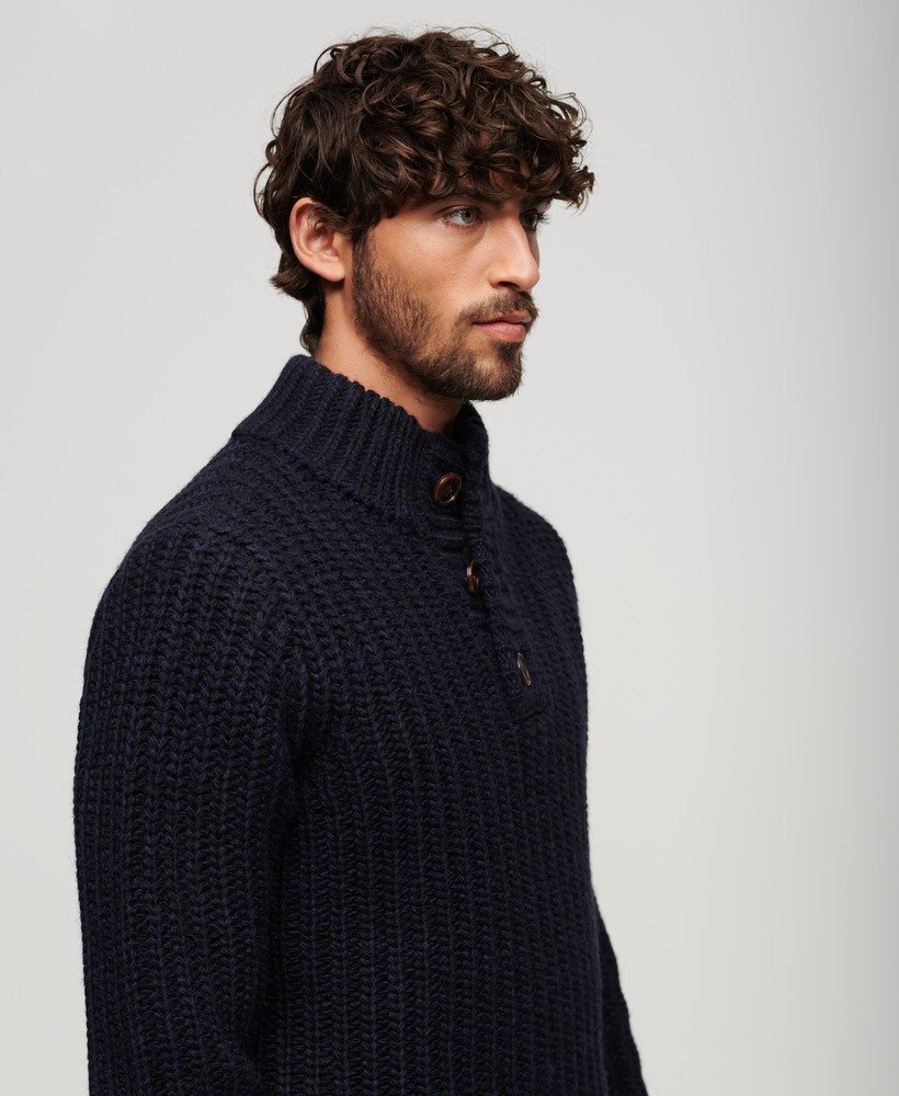 Superdry Chunky Knit Henley Jumper - Men's Mens Sweaters