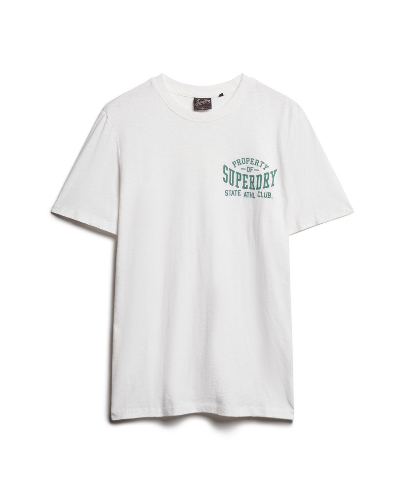 Men's Athletic College Graphic T-Shirt in Optic Slub
