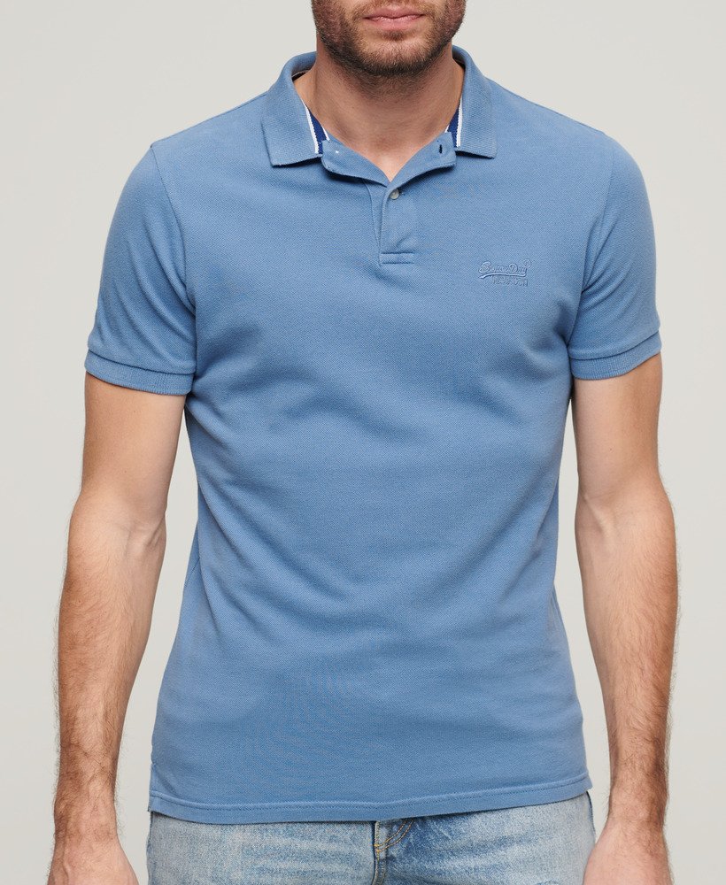 Mens - Destroyed Polo Shirt in Heraldic Blue | Superdry UK