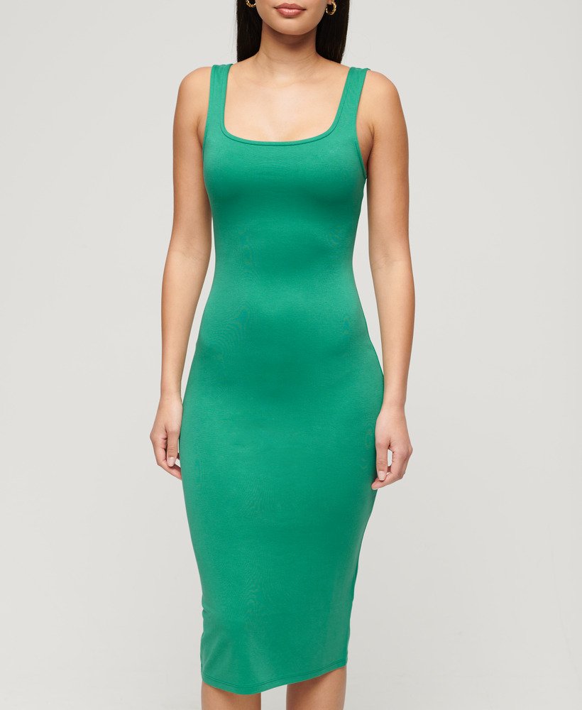 Womens - Square Neck Jersey Midi Dress in Greenlake | Superdry UK