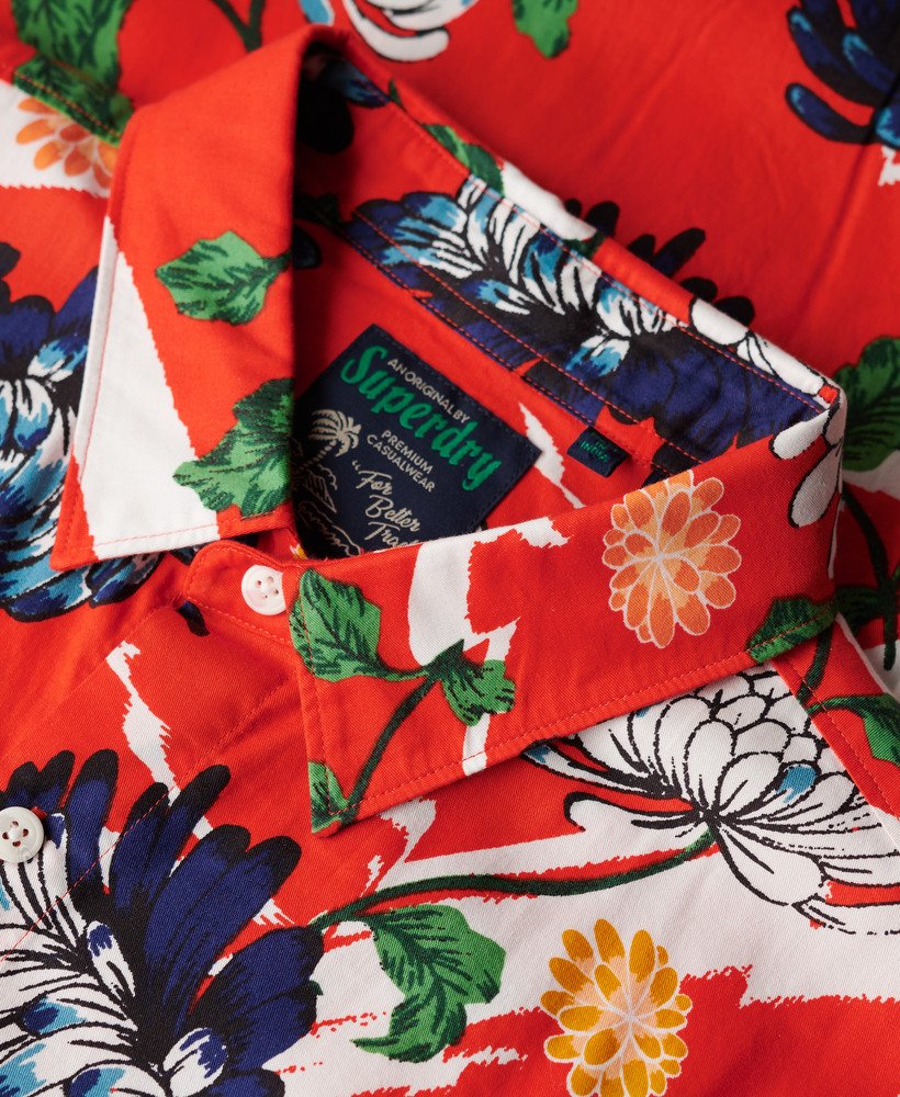 Men's - Short Sleeve Hawaiian Shirt in Aya Burnt Orange Floral ...