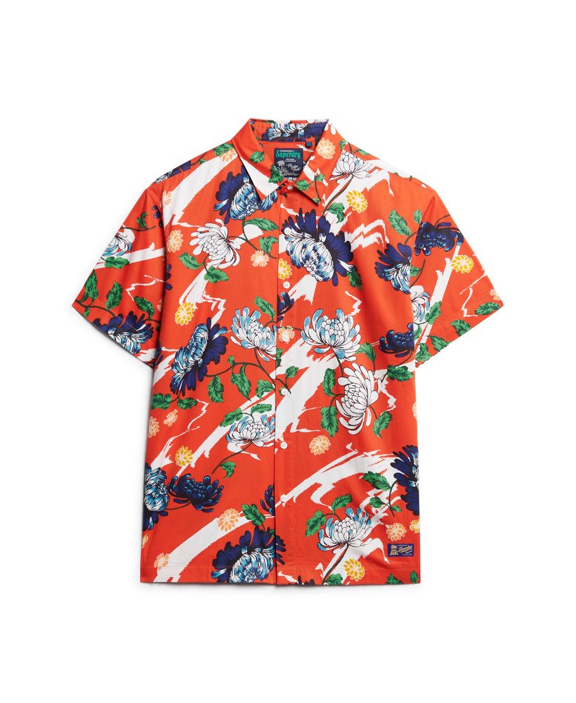 Men's - Short Sleeve Hawaiian Shirt in Aya Burnt Orange Floral ...