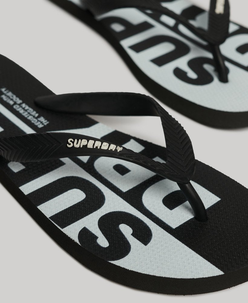 Mens - Logo Vegan Flip Flops in Optic/black | Superdry UK