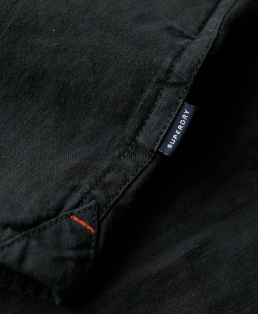 Men's - Studios Casual Linen Shirt in Washed Black | Superdry UK