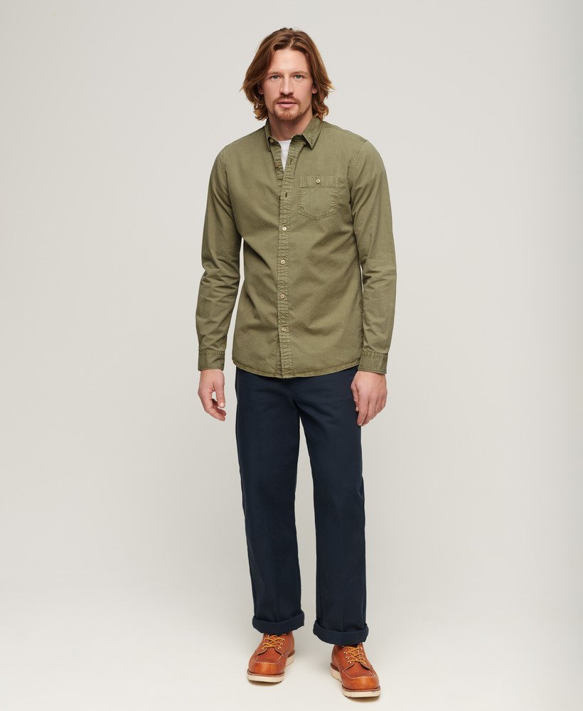Men's - The Merchant Store - Long Sleeved Shirt in Light Khaki Green ...