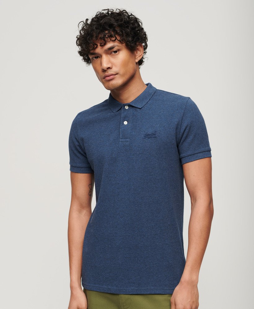Mens - Classic Pique Polo Shirt in Bright Blue Marl | Superdry UK