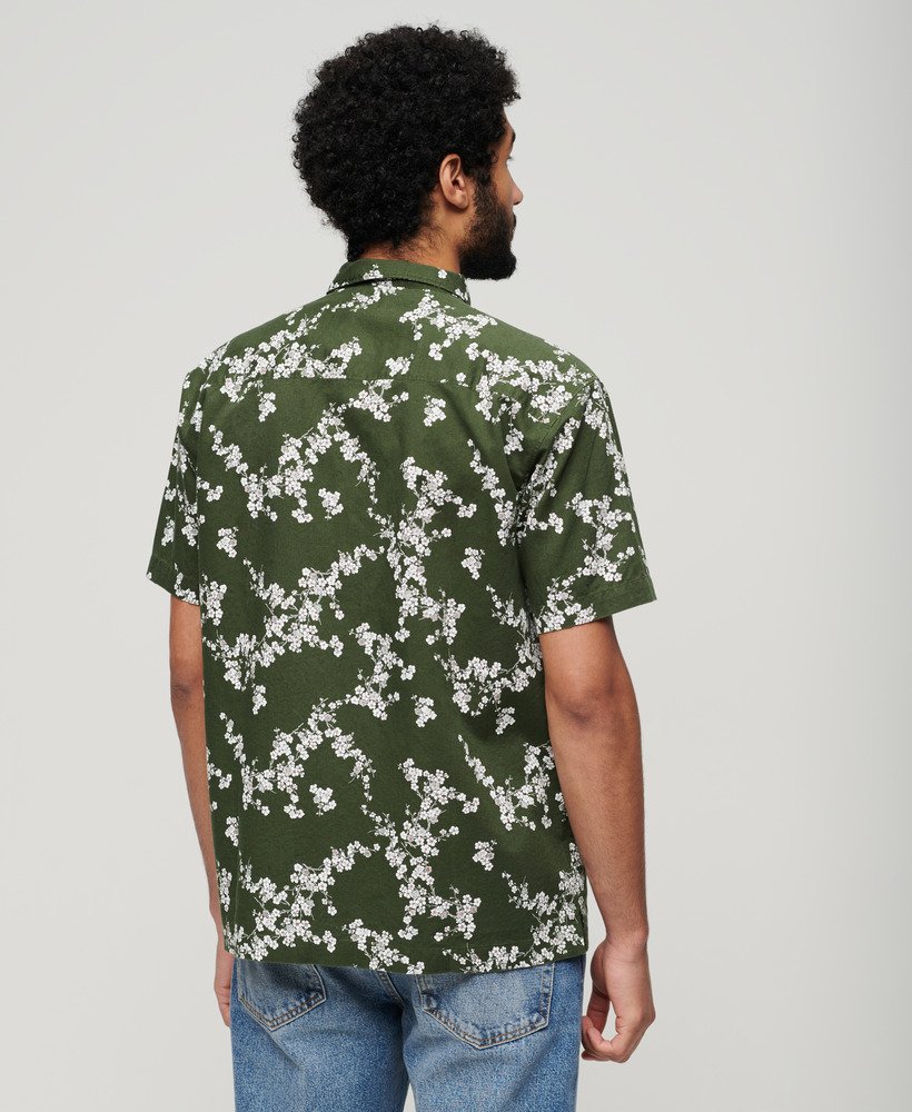 Men's - Short Sleeve Beach Shirt in Olive Blossom | Superdry UK