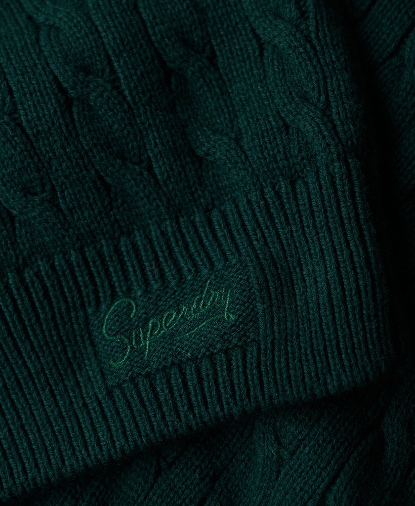 Womens - Oversized V Neck Cable Knit Jumper in Dark Pine Green ...