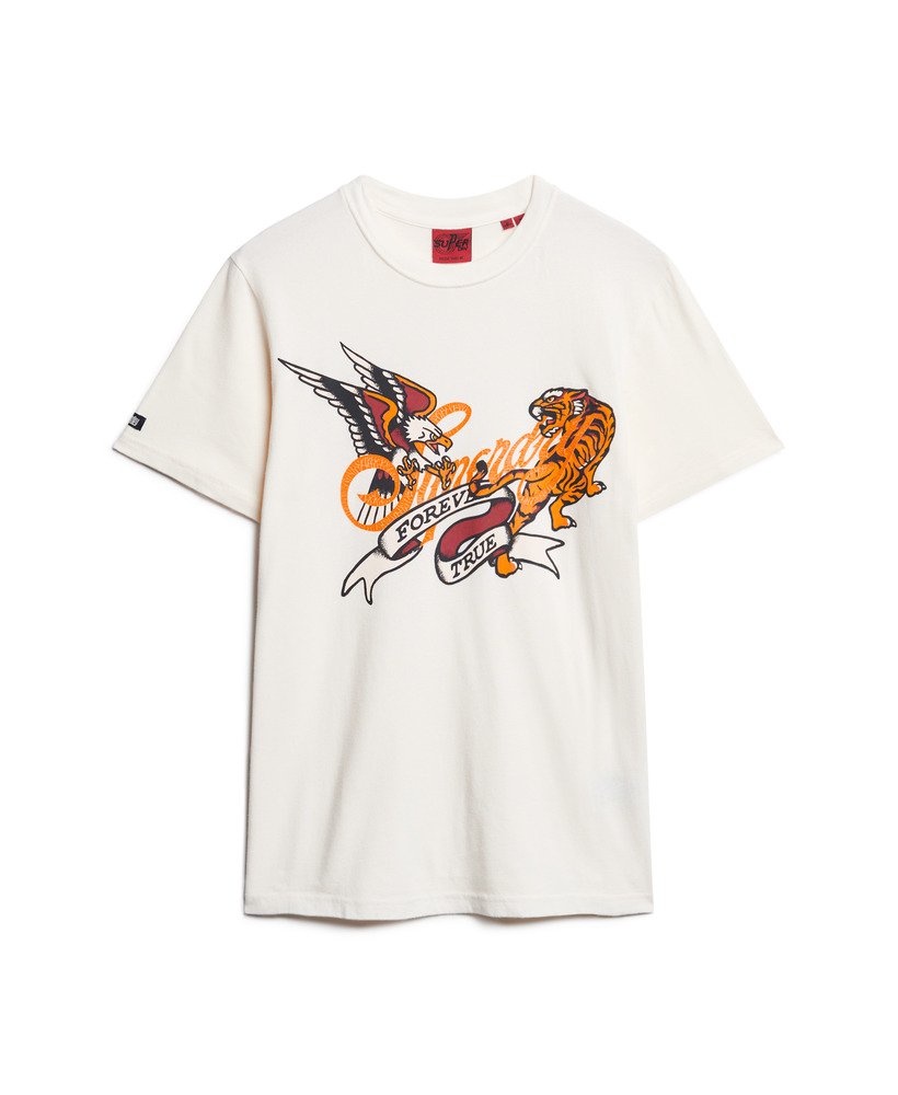 Mens - Tattoo Script T-Shirt in Off White | Superdry UK