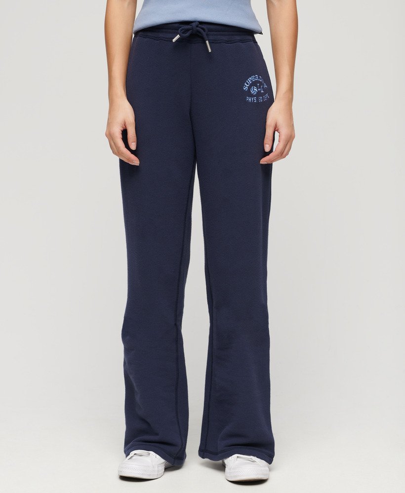 Superdry Athletic essentials low rise flare joggers in richest navy