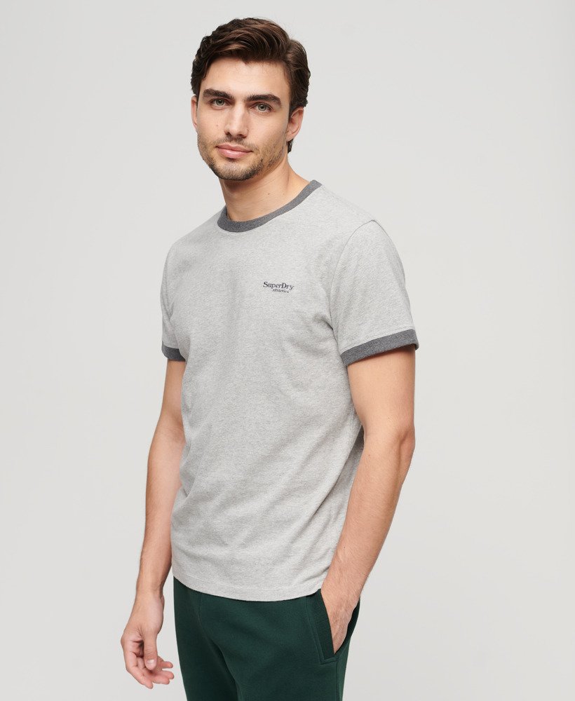 Men's Sale Essential Logo Ringer T-Shirt in Grey Marl/rich Charcoal ...