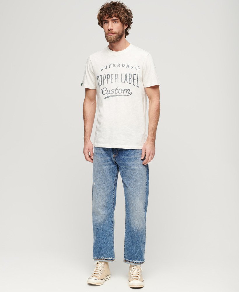 Mens - Copper Label Workwear T-Shirt in Cream Slub | Superdry UK