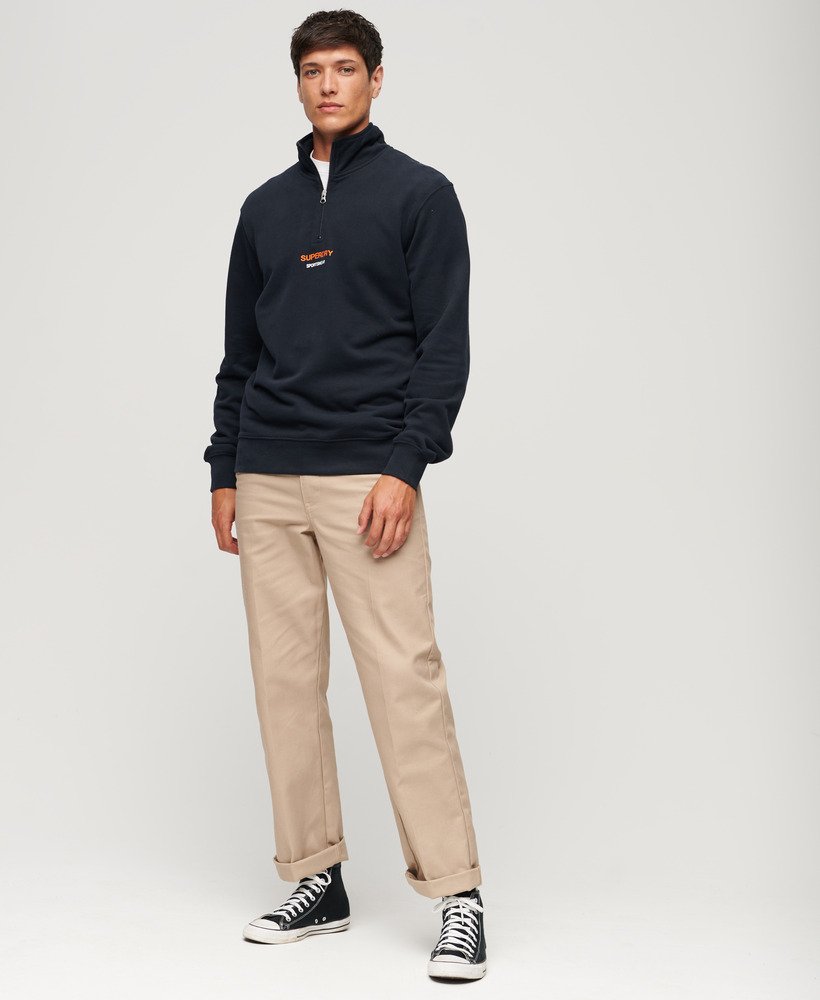 Mens - Sports Logo Relaxed Fit Half Zip Sweatshirt in Eclipse Navy ...