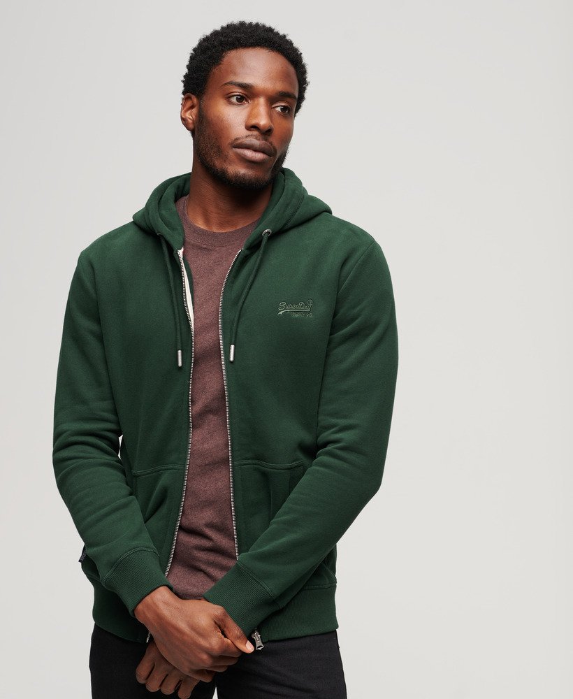 Superdry Cali Sleeve Stripe Core Logo Hoodie Green / Forest Green Marl for  Men