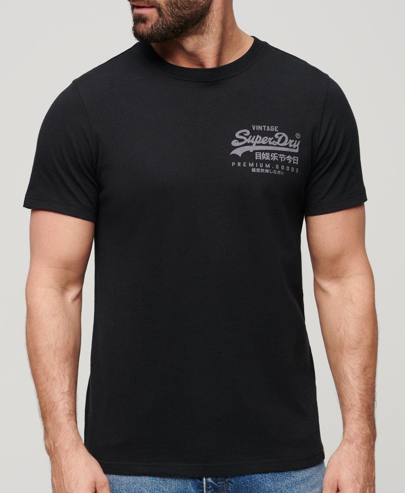 Mens - Vintage Logo Heritage Chest T-Shirt in Nero Black Marl | Superdry UK