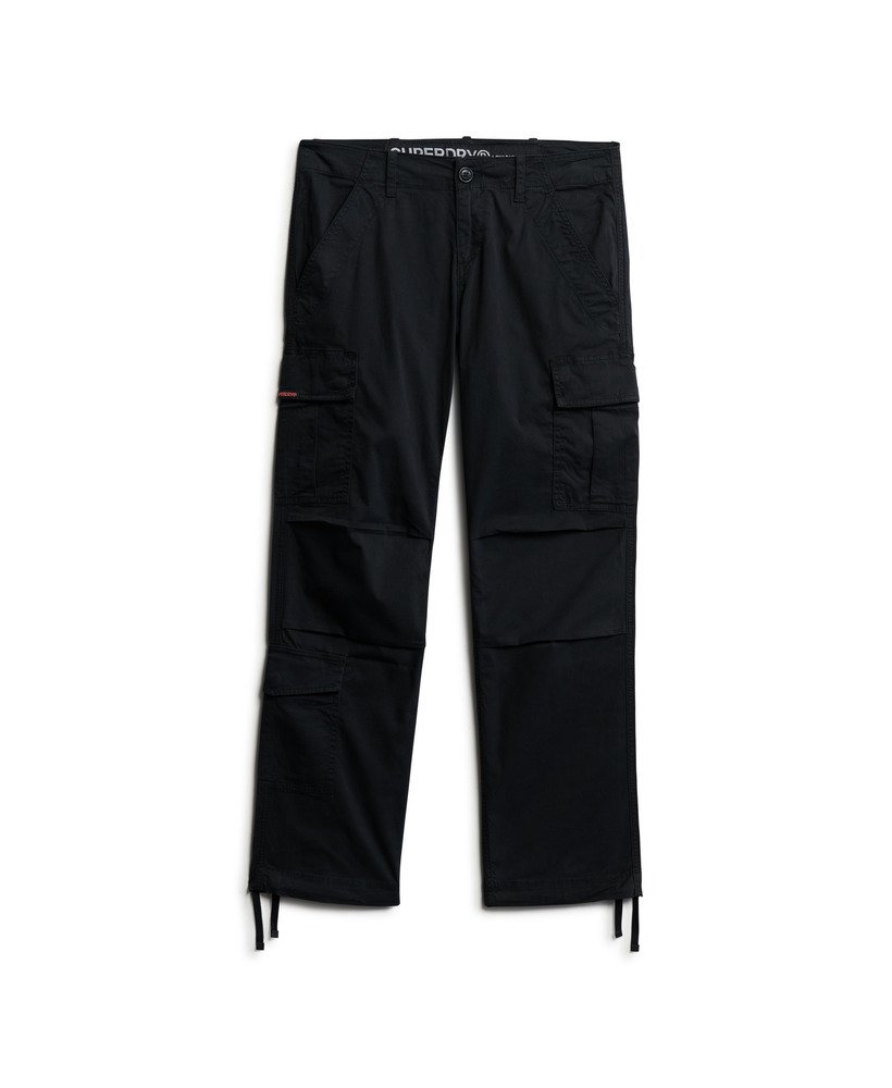 Womens - Low Rise Straight Cargo Pants in Washed Black | Superdry UK