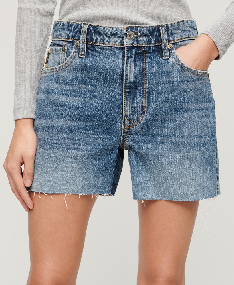 Womens - Mid Rise Cut off Short in Fulton Vintage Blue | Superdry UK