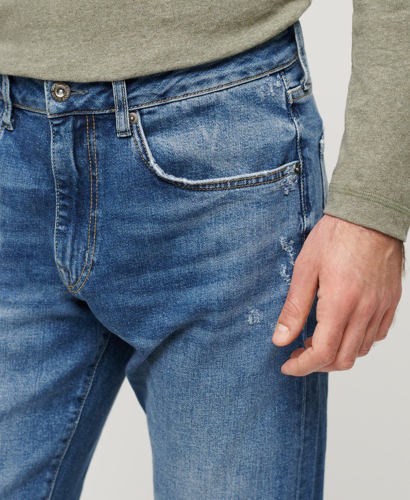 Mens - Vintage Slim Straight Jeans in Folsom Mid Blue | Superdry UK