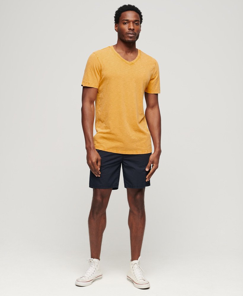 Mens - V-Neck Slub Short Sleeve T-Shirt in Desert Ochre Yellow ...