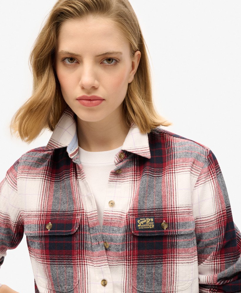 Womens - Lumberjack Check Flannel Shirt in Red/ivory Check | Superdry UK